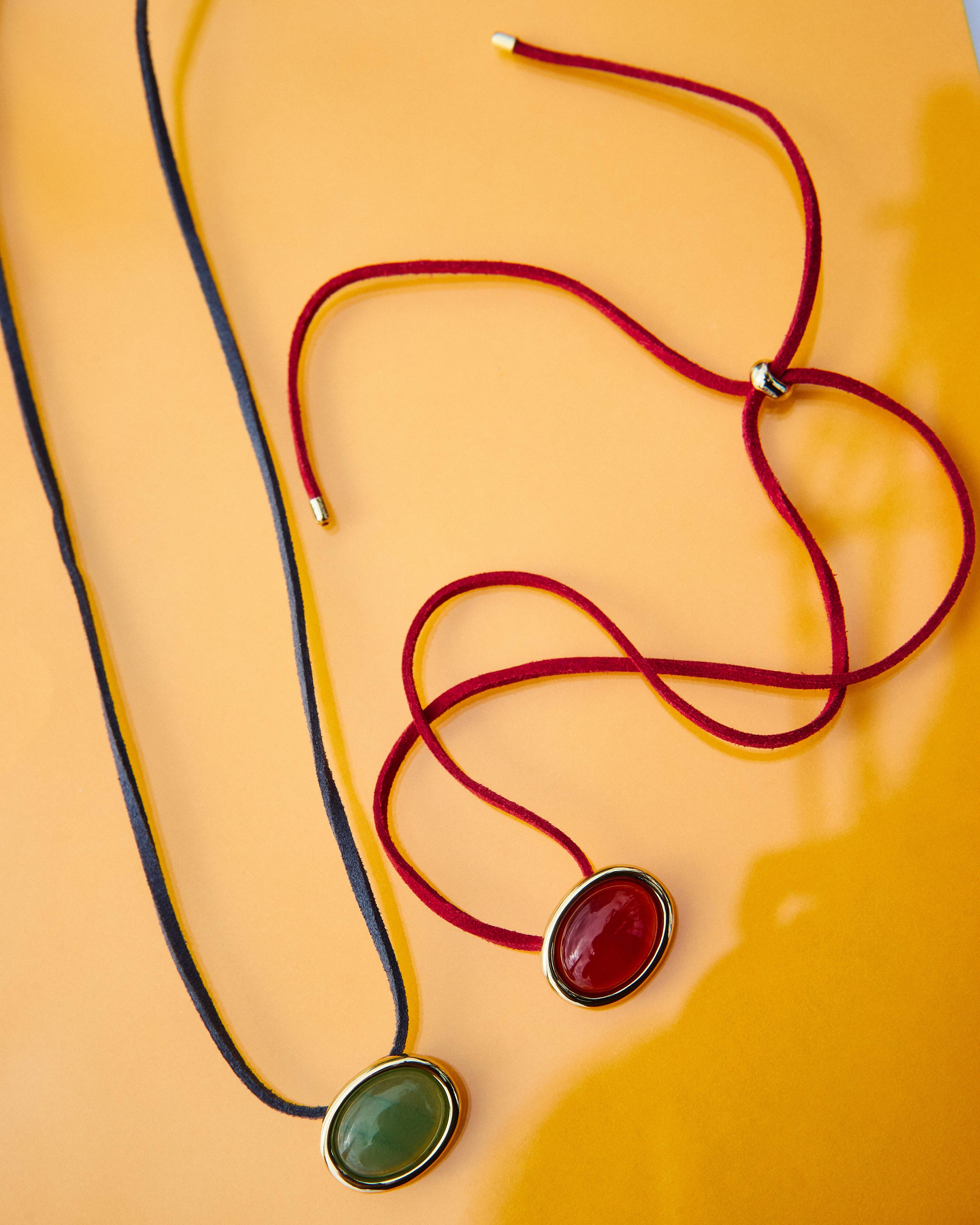 Luv AJ - Wholesale Pendant/Charm Necklace - Sunset Stone Cord Necklace- Red5