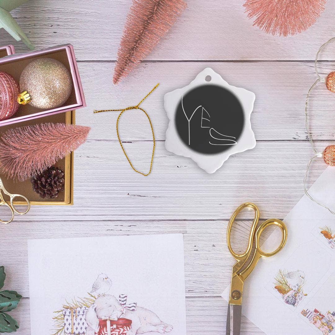 3dRose - Wholesale Ornament - 3dRose, Word Yes in the shape of female high heel shoe. White on black, Ornament5