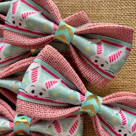 Bunnies on Pink Burlap for wholesale by DOG BOW TIES