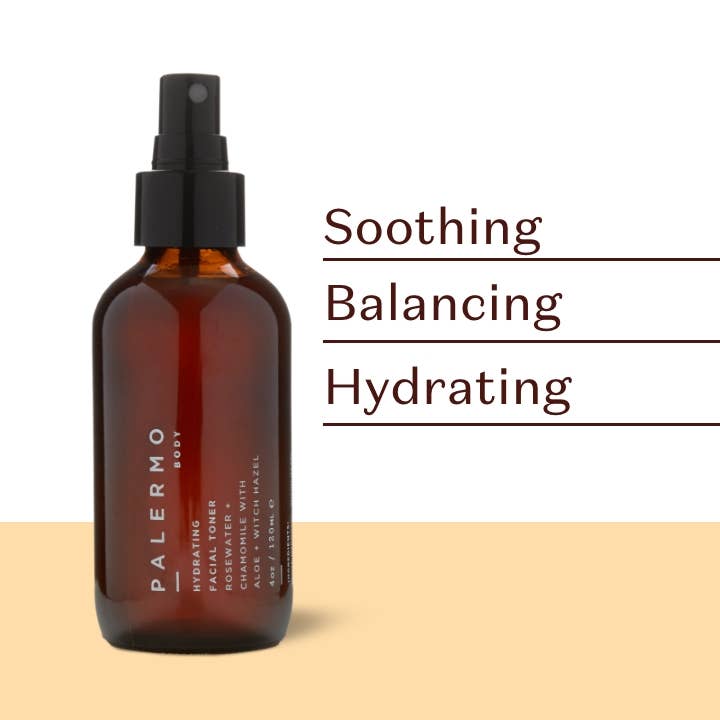 4oz | Hydrating Facial Toner - Rosewater + Chamomile for wholesale by Palermo Body