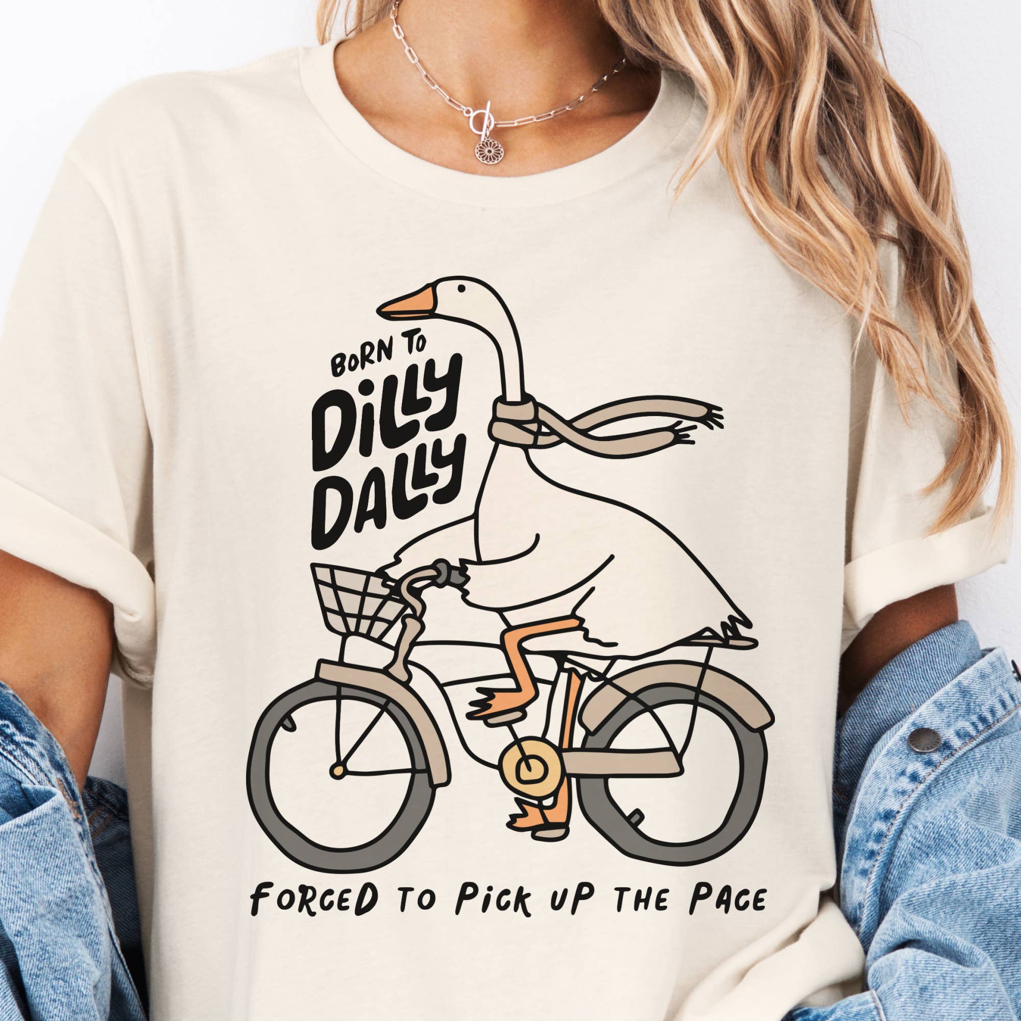 Par.tees by Party On! - Wholesale T-Shirt (Graphic) - Women's - Sarcastic Dilly Dally Goose Relatable Bike Shop Graphic Tee3
