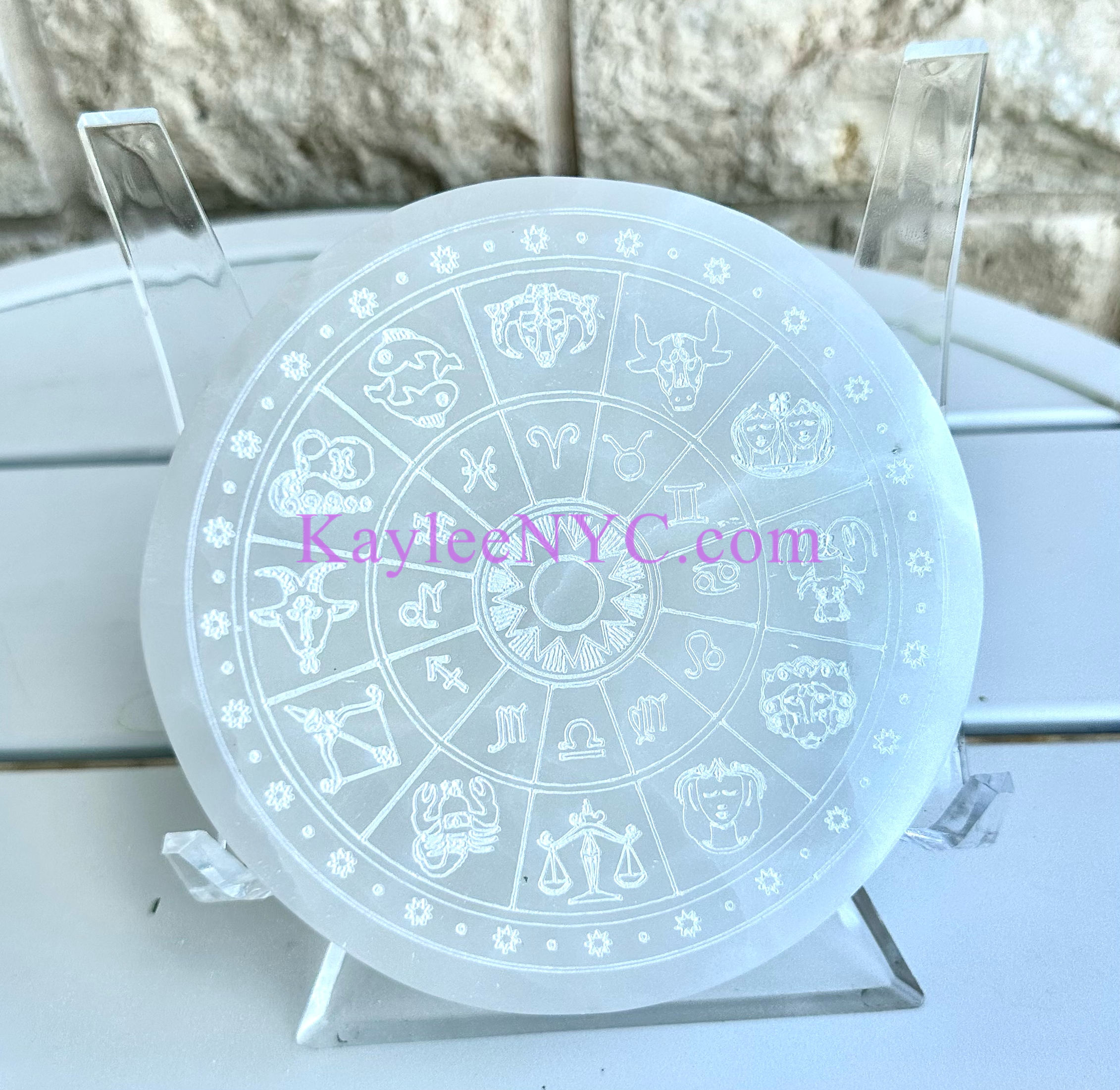 KayleeNYC - Wholesale Crystal Charging Plate - Natural Selenite aka Satin Spar Zodiac Charging Plate1