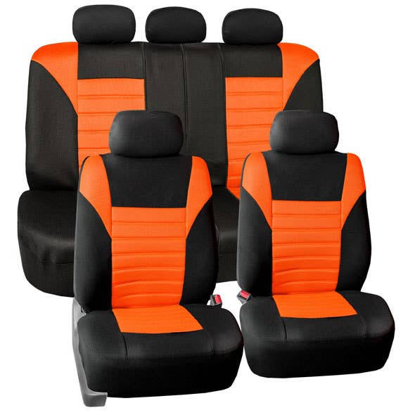 Premium 3D Air Mesh Seat Covers - Full Set Orange for wholesale by FH GROUP