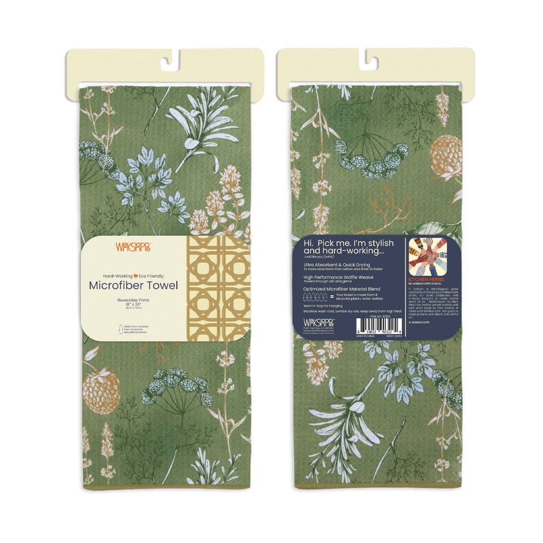 WerkShoppe - Wholesale Tea Towel - Kitchen Herbs Microfiber Kitchen Dish Towel1