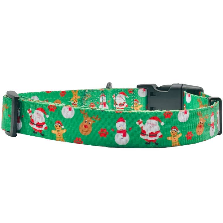 Christmas Night Green Holiday Dog Collar for wholesale by Cutie Ties