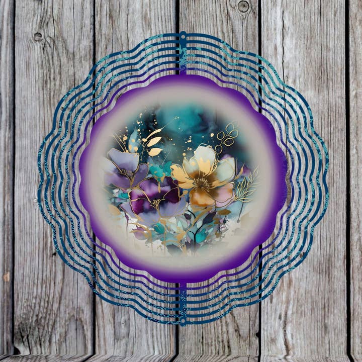 Floral Purple and Blue Windspinner for wholesale by Crafting in Chaos