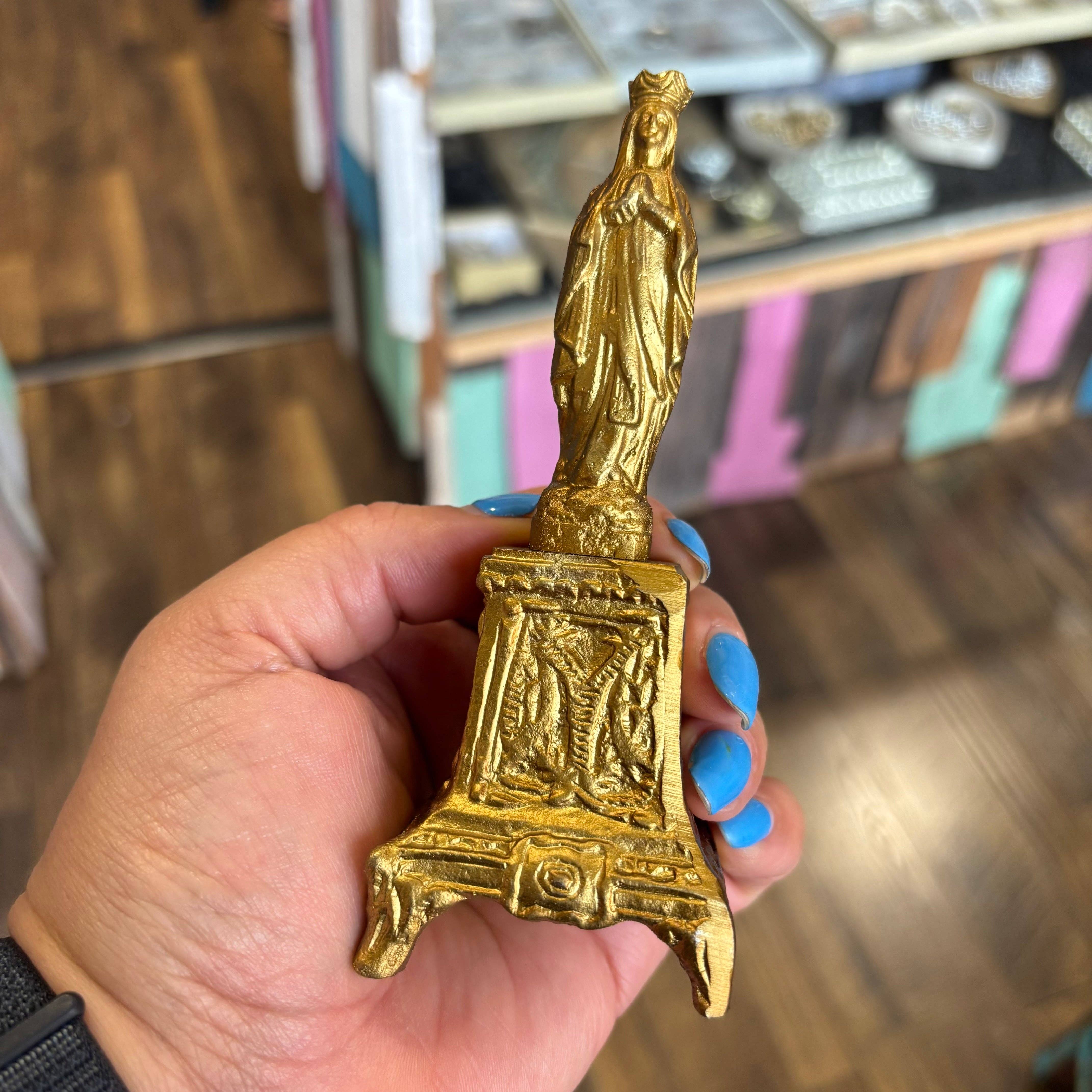 Love and Honor Jesus LLC - Wholesale Decorative Figurine - Small Gold Mary on Pedestal1