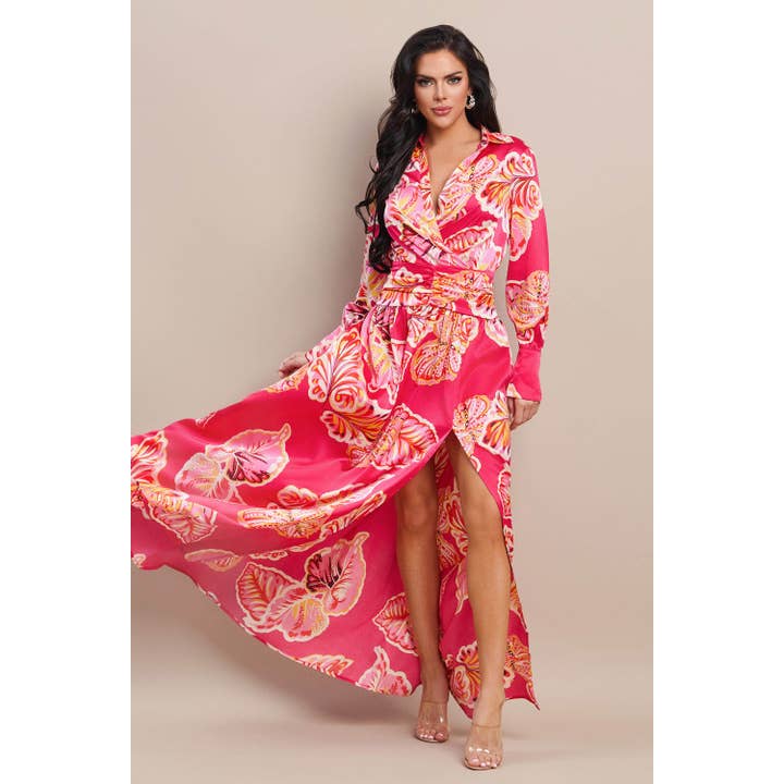 MAXIJURK MET OVERLAG EN GESMOCKTE TAILLE voor wholesale door The Sang