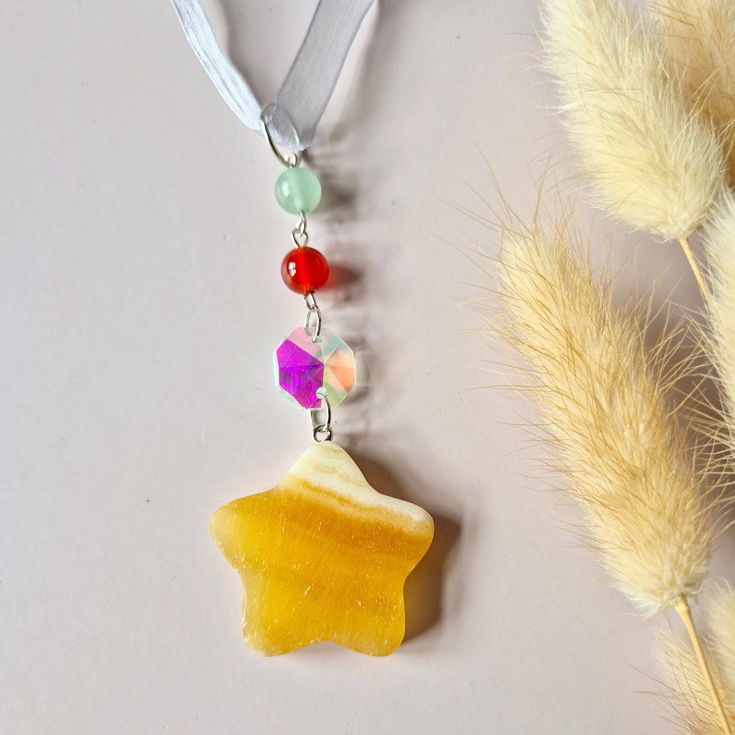 Moonlight Gemstones - Wholesale Suncatcher - Random Gemstone Christmas Star Pendants / Suncatchers1