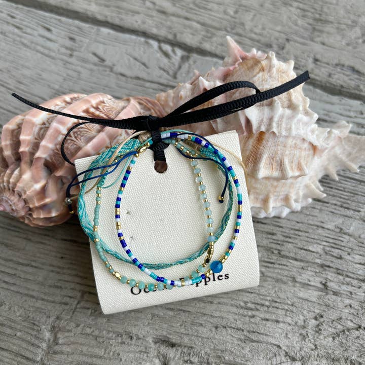 Japansk Miyuki armbånd sæt med 3 turkis for engroshandel hos Ocean Ripples