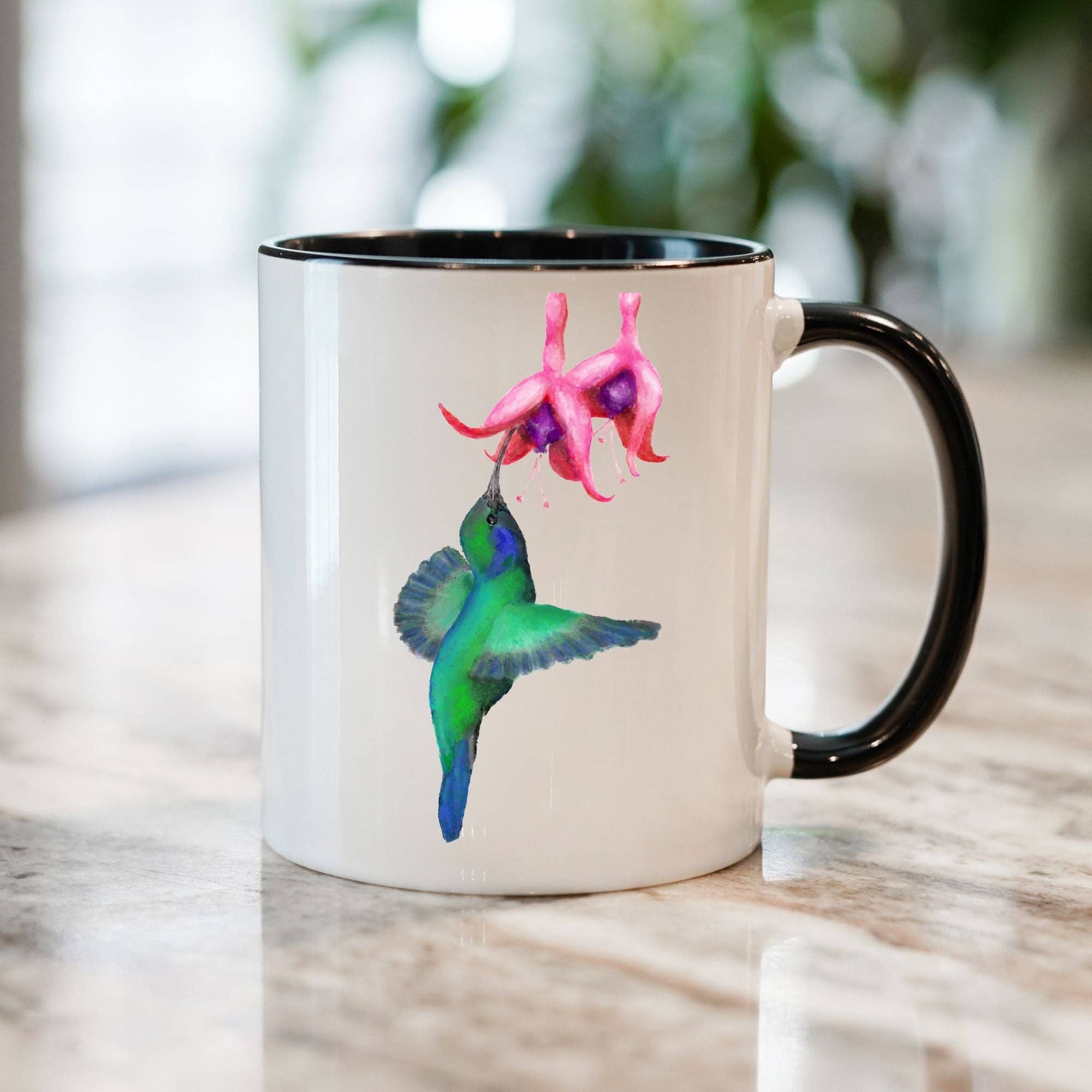 MerikaArt - Wholesale Coffee Mug - Hummingbird and Fuchsia Ceramic Coffee Mug0