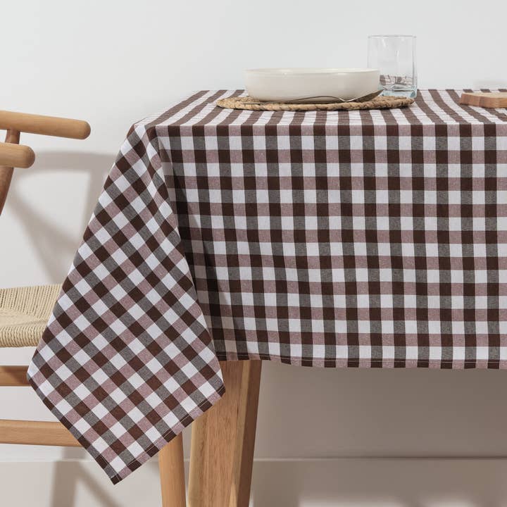 Vichy waterproof tablecloth, stain-resistant, brown touch fabric for wholesale by SG HOGAR