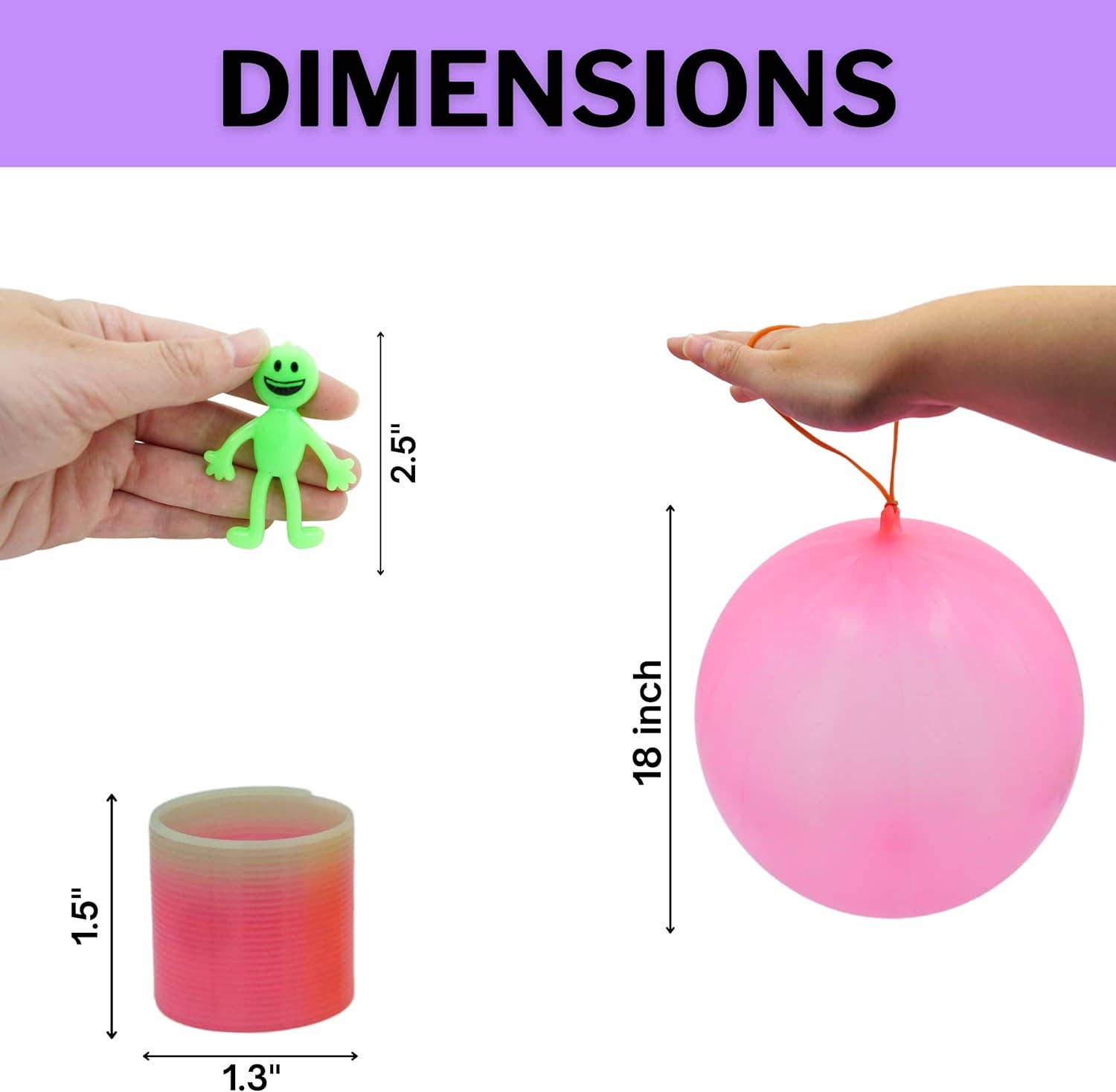 4E's Novelty - Wholesale Party Favor - 4E’s Novelty 108 Pcs Party Favors for Kids 8-12 – Punch Balloons, Coil Springs, Stretchy Men, Bulk Set3