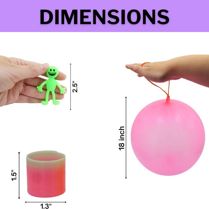 4E's Novelty - Wholesale Party Favor - 4E’s Novelty 108 Pcs Party Favors for Kids 8-12 – Punch Balloons, Coil Springs, Stretchy Men, Bulk Set3