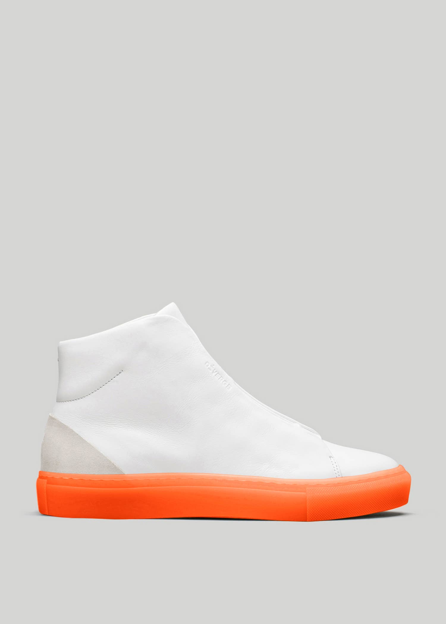 DiVERGE - Wholesale Lifestyle Sneakers - Women's - Minimal High V23 White Leather W/ Orange