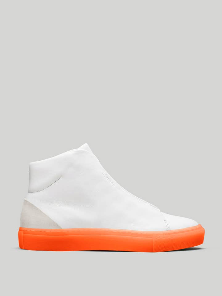 DiVERGE - Wholesale Lifestyle Sneakers - Women's - Minimal High V23 White Leather W/ Orange0