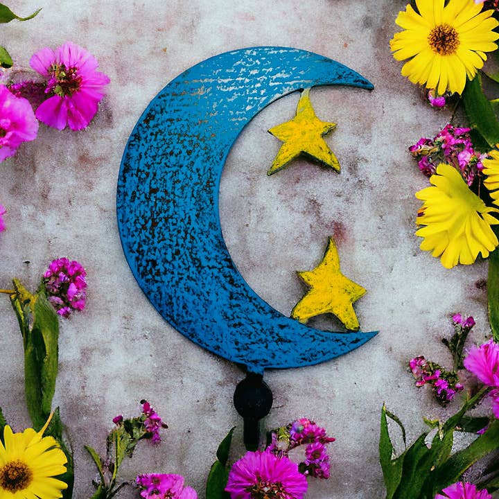 Moon plant stake Stars bell gardening Hippie cute celestial for wholesale by Whimsies