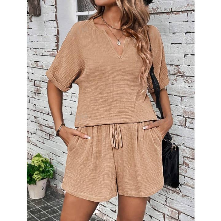 SHORT SLEEVE TOP WITH SHORTS SETS for wholesale by Mapcie