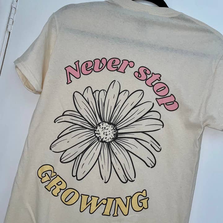 Never Stop Growing Tshirt | Happiness Tshirt | Minimalist Tshirt | Indie Tshirt for wholesale by WeareGMD