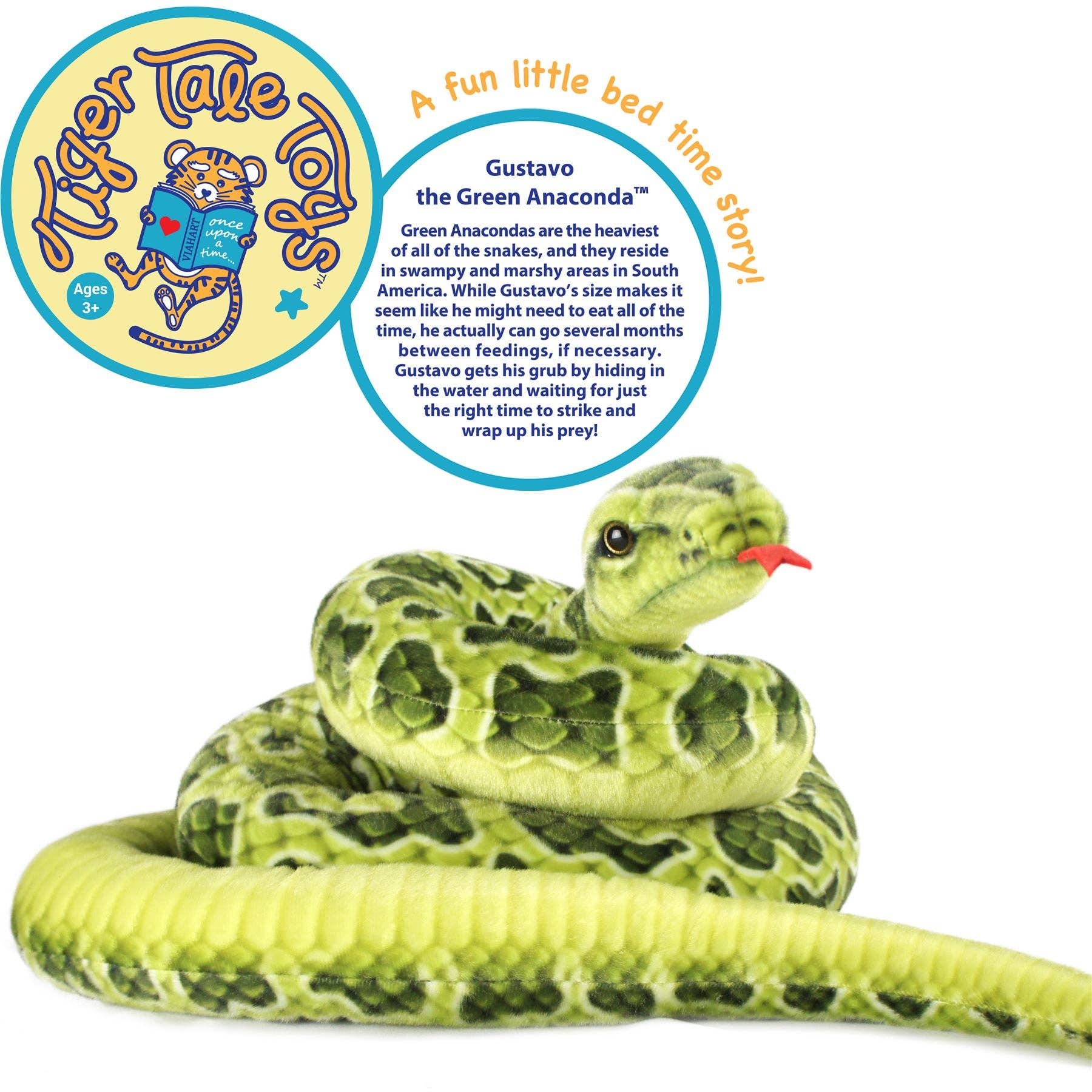 VIAHART Toy Co. - Vente Peluche – enfant et bébé - Gustavo The Green Anaconda | Peluche animal en peluche 100 pouces2