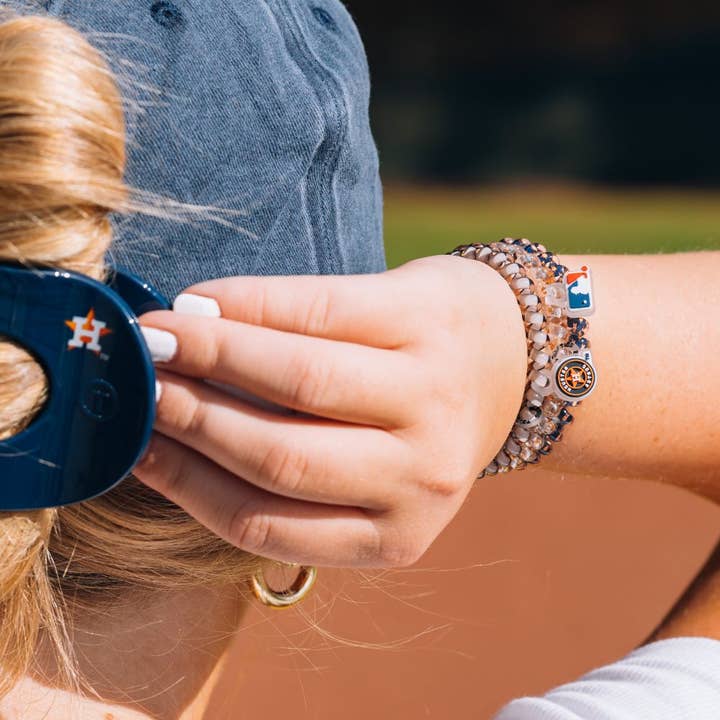 TELETIES - Wholesale Hair Tie - Spiral Hair Coils | Small | Houston Astros Hair Ties3