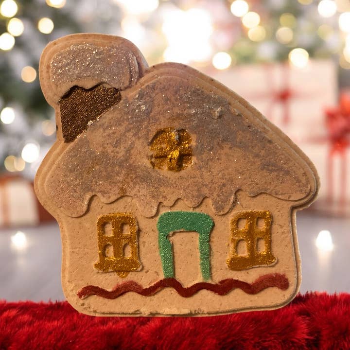 Gingerbread House Bath Bomb with surprise inside for wholesale by Nature's Love Product