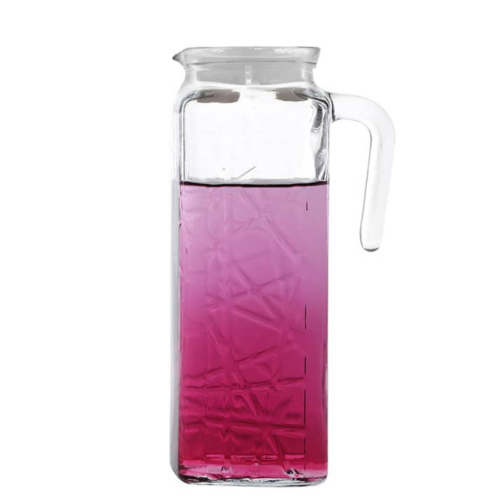 Elegant Glass Pitcher with Lid and Handle for Water, 40.5oz for wholesale by Hakan
