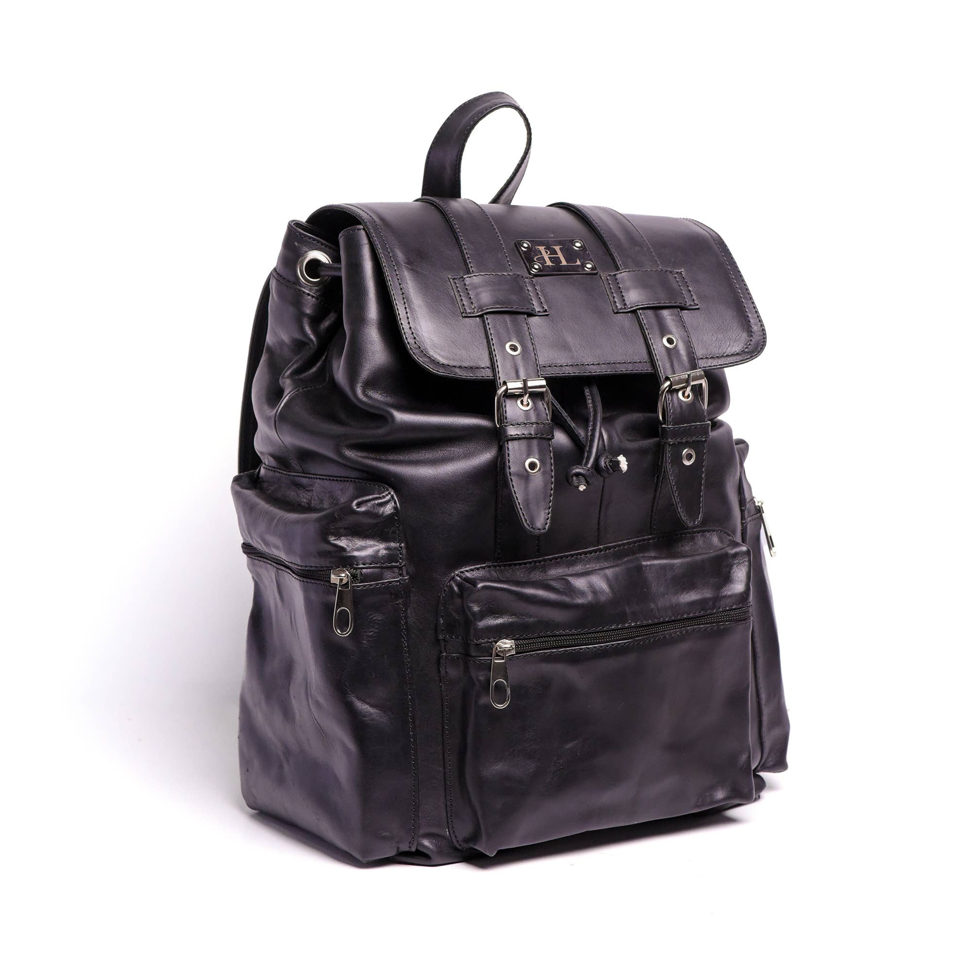 Hammi Leathers - Vendita all'ingrosso Zaino - Unisex - Zaino in Pelle Nera da Viaggio – Elegante e Funzionale1