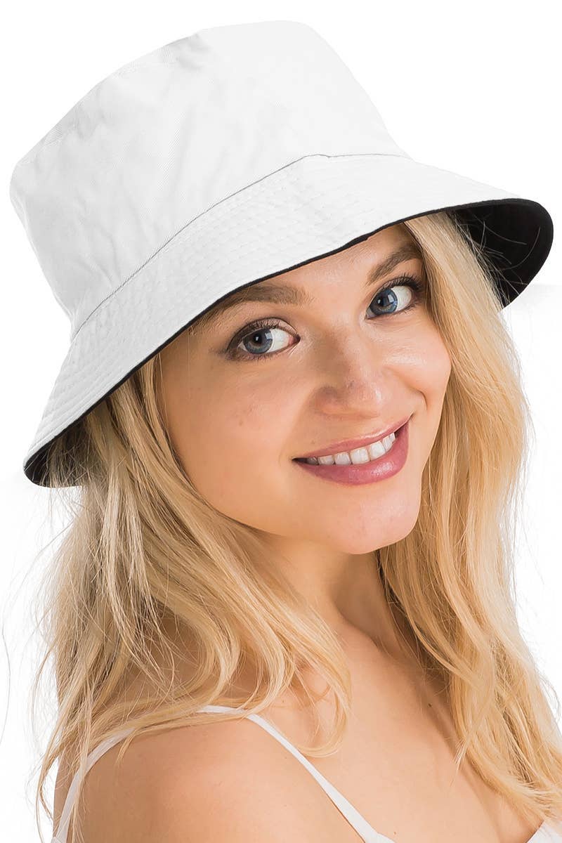 Cap Zone - Vente Bob – unisexe - Chapeau seau en coton uni réversible à fond noir23