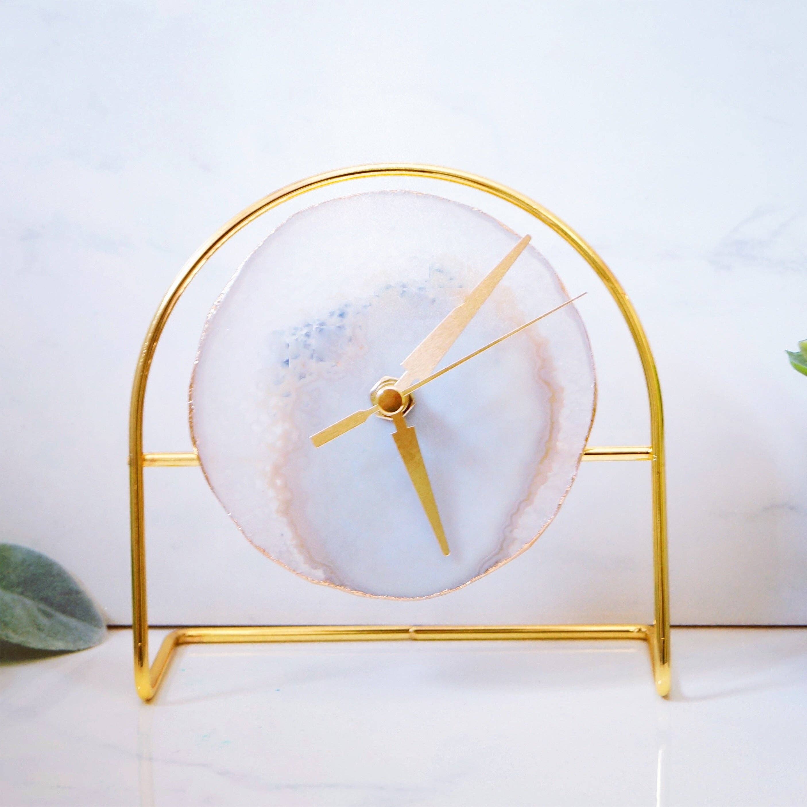 The Crushed Crystal - Wholesale Desk Clock - Wholesale Starter set 9 Grey / White Agate Desk Clocks0