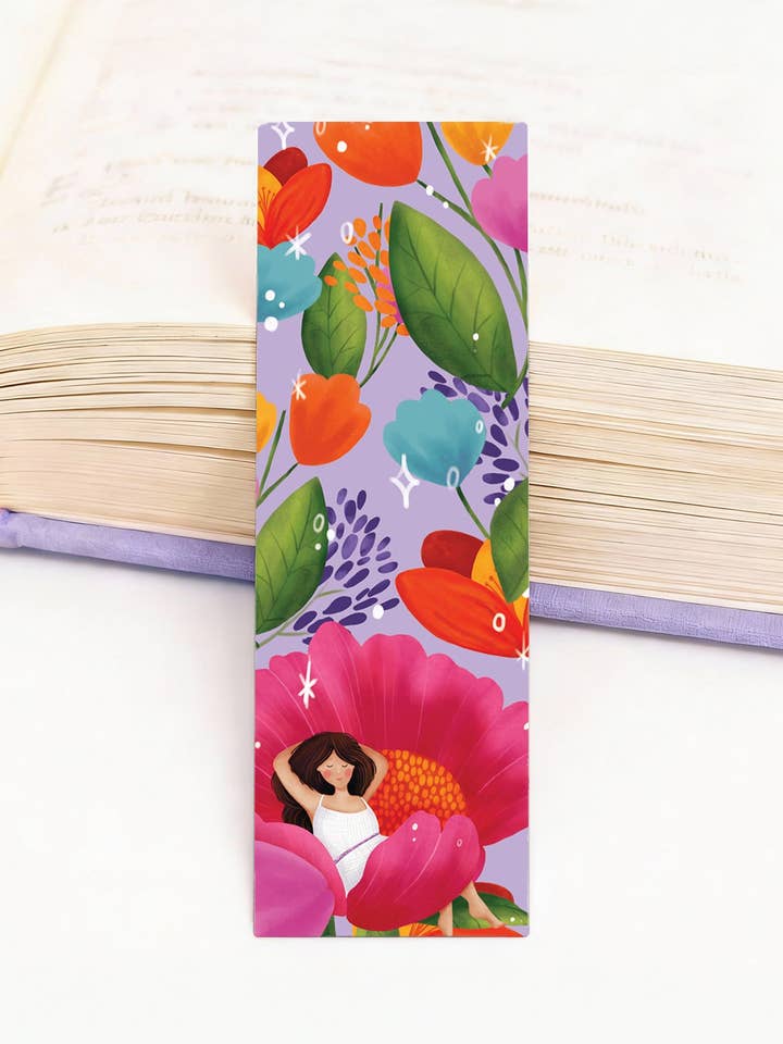 Segnalibro donna natura fiori primavera amanti dei libri leggere per la vendita all'ingrosso da parte di Aniet Illustration