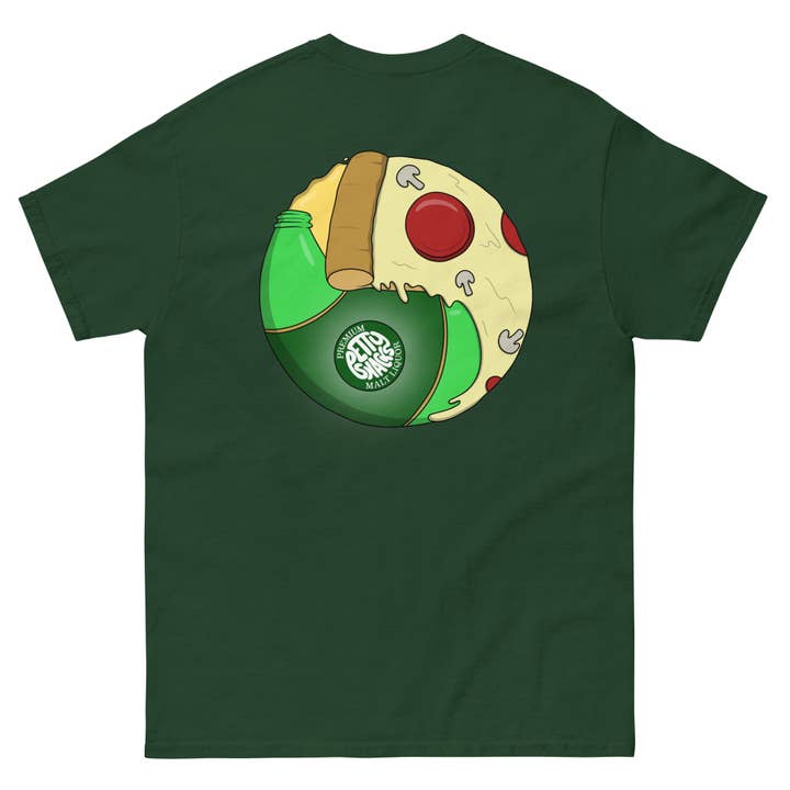 Petty Snacks - Wholesale Screen Printed T-Shirt - Unisex - Pizza & Beer Symbol T Shirt5