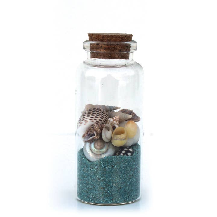 California Seashell Company - Wholesale Decorative Tabletop Object - Beach Bottles - Sand & Seashells (Color Options)