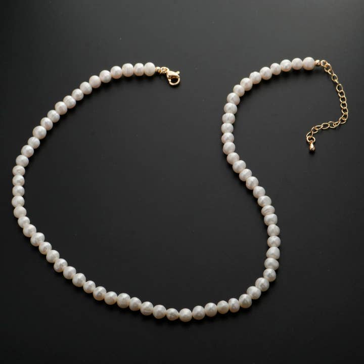 Aim Eternal - Wholesale Beaded/Pearl Necklace - Classic Round Pearl Necklace White Fresh Water Pearl Necklace, Natural Freshwater Pearl, Genuine Pearls Wedding Bridal Jewelry WA-333
