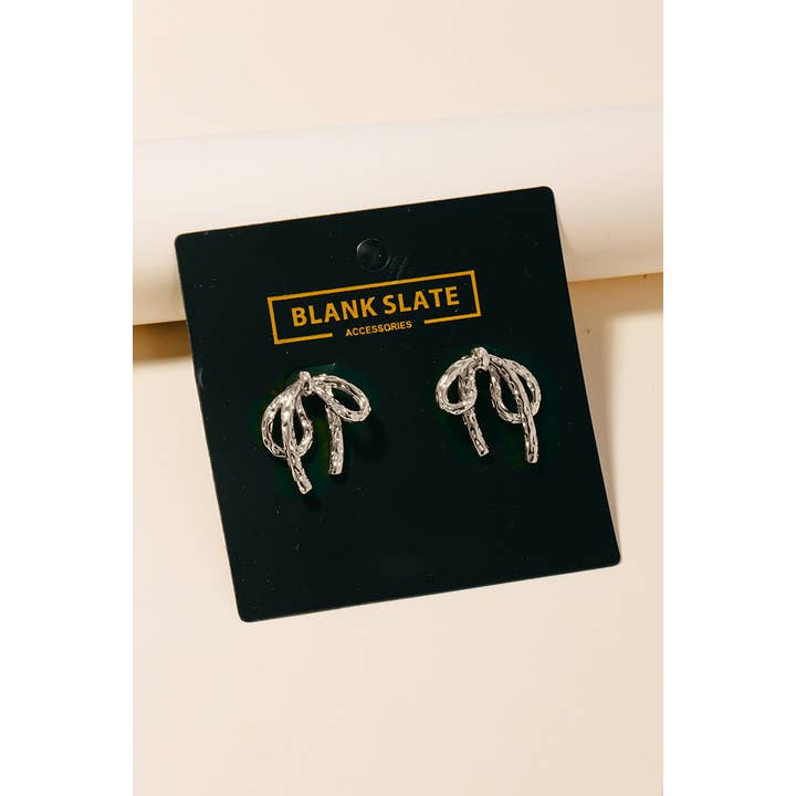 Anarchy Street - Wholesale Dangle Earrings - Gold Dipped Droopy Bow Ribbon Earrings
