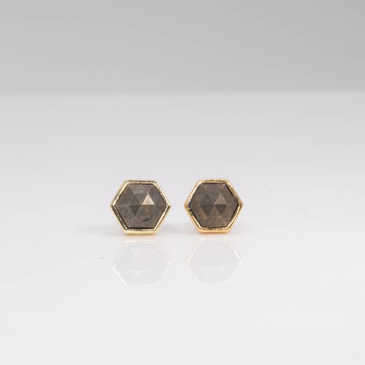 Hexagon Gemlet studs for wholesale by Leslie Francesca Designs