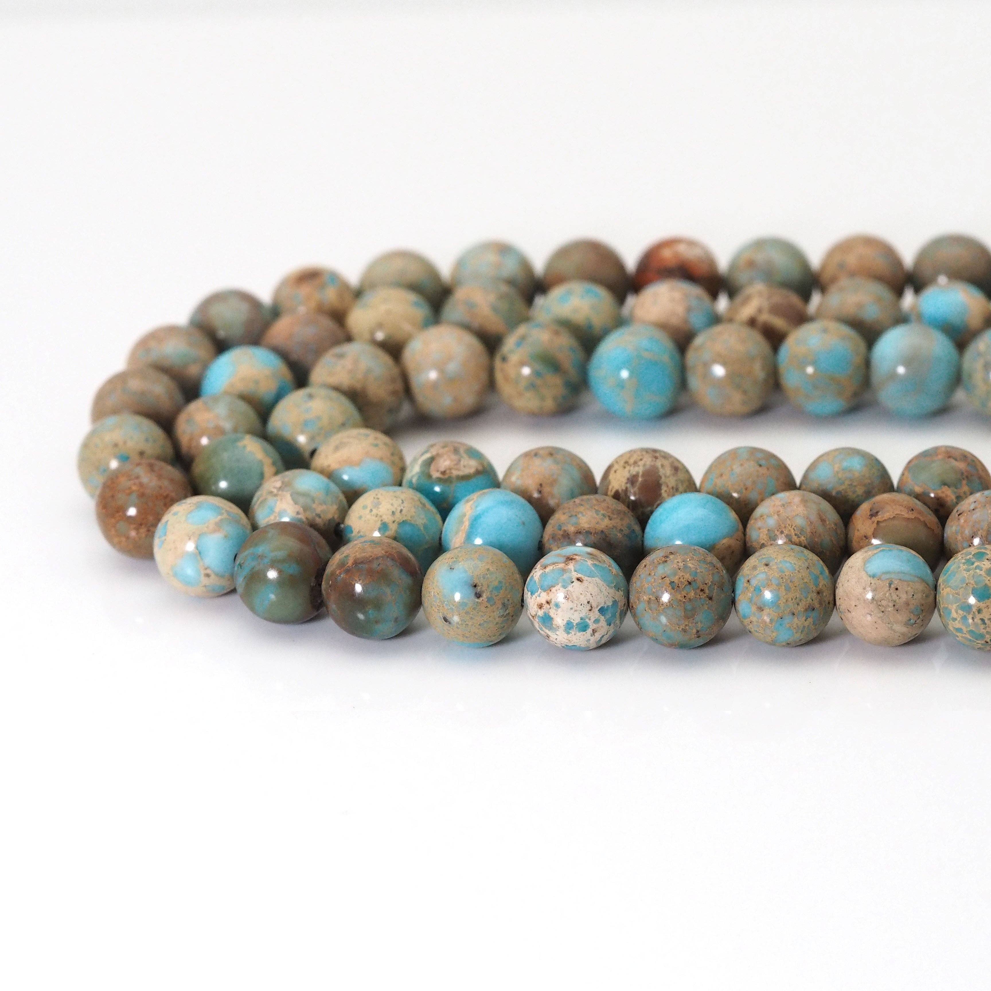 BestBeads&Beyond - Vendita all'ingrosso Perline - Diaspro imperiale blu naturale, perline lisce rotonde da 10 mm, Sku #U16051