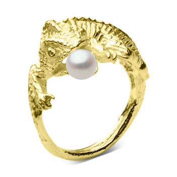 Chamäleon-Ring mit Süßwasserperle und Goldbeschichtung für den Großhandel von Carolinne B