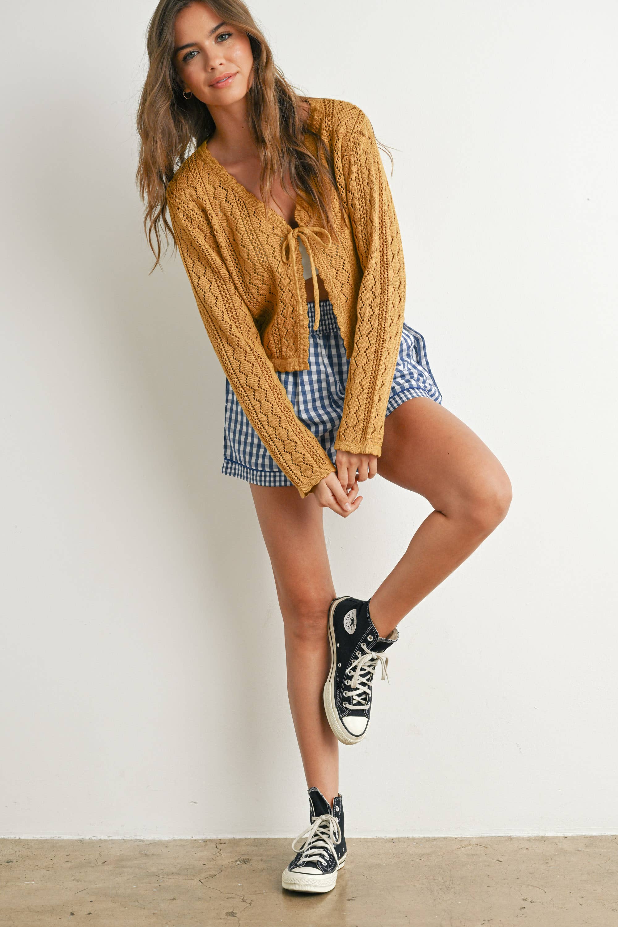 BUTTERMELON - Wholesale Korte broeken - Dames - Garterized Gingham Shorts - BMP76581