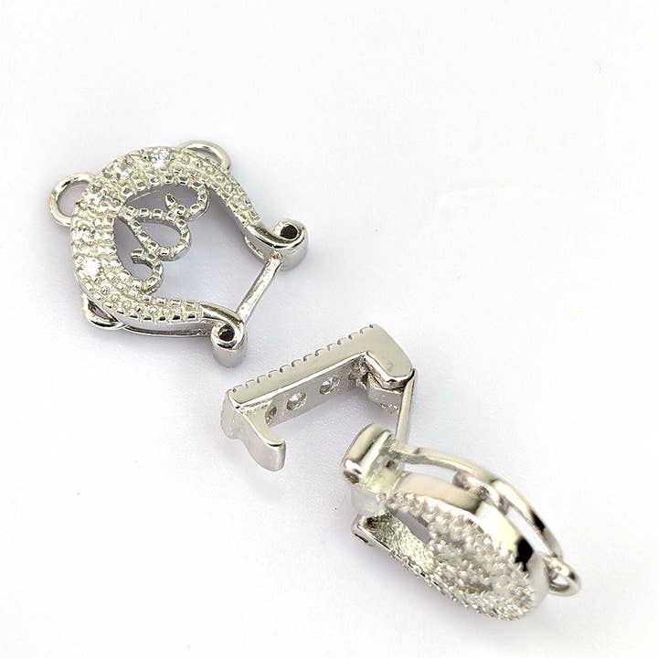 Cz en zilveren dubbele hoefijzer sluiting voor wholesale door Ping Ping Jewellery