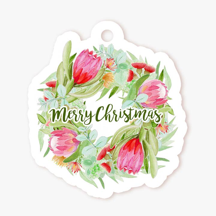 Christmas Protea Wreath - Diecut Tag for wholesale by Pleasant Tree