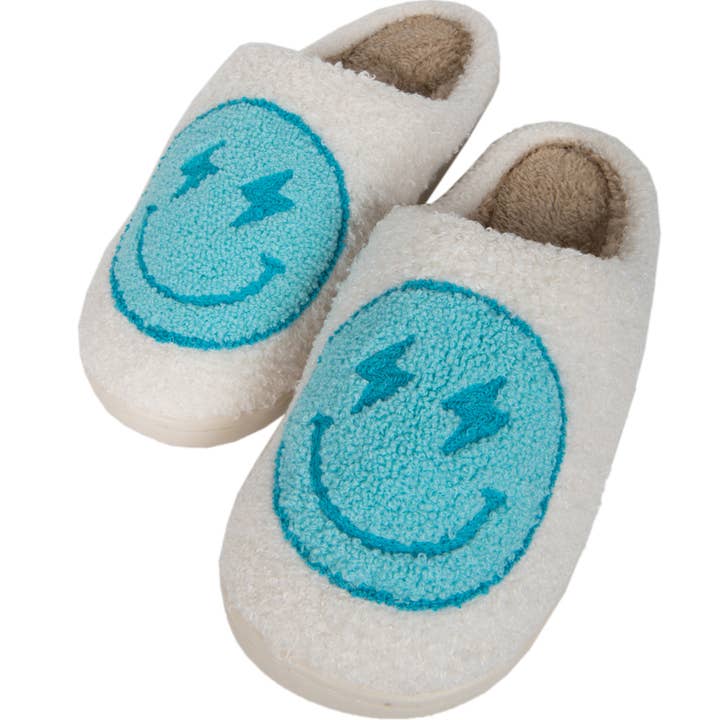 Katydid - Wholesale Slippers - Women's - Turquoise and White Lightning Happy Slippers