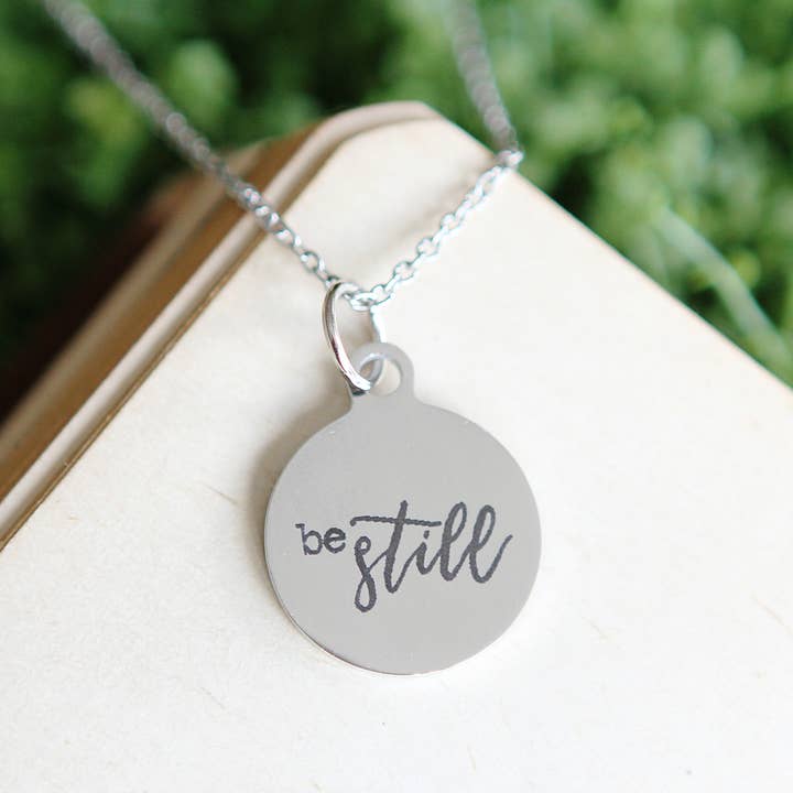 Be Still Engraved Necklace for wholesale by Jennifer Dahl Designs LLC