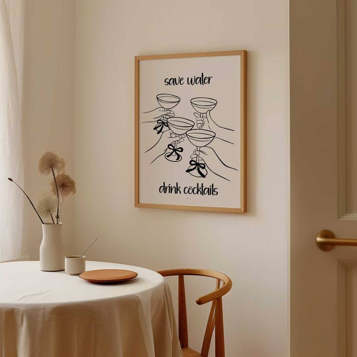 D'LUXE PRINTS - Wholesale Poster - Save Water Drink Cocktails Print | 5 Colours1