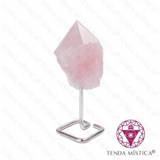 Tenda Mística - Wholesale Spiritual Stone/Crystal - Drusa Ponta Pink Quartz Chrome Metal Base