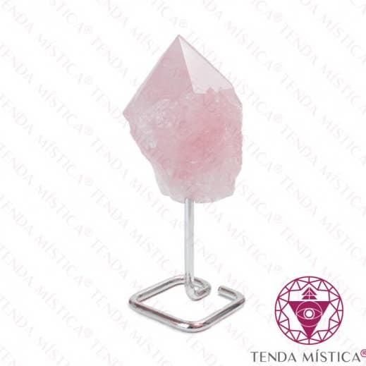 Tenda Mística - Wholesale Spiritual Stone/Crystal - Drusa Ponta Pink Quartz Chrome Metal Base0