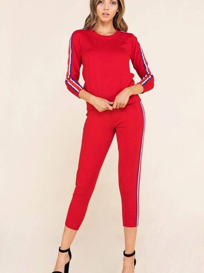 Red 2-piece Tracksuit for wholesale by Miss Nicka Boutique