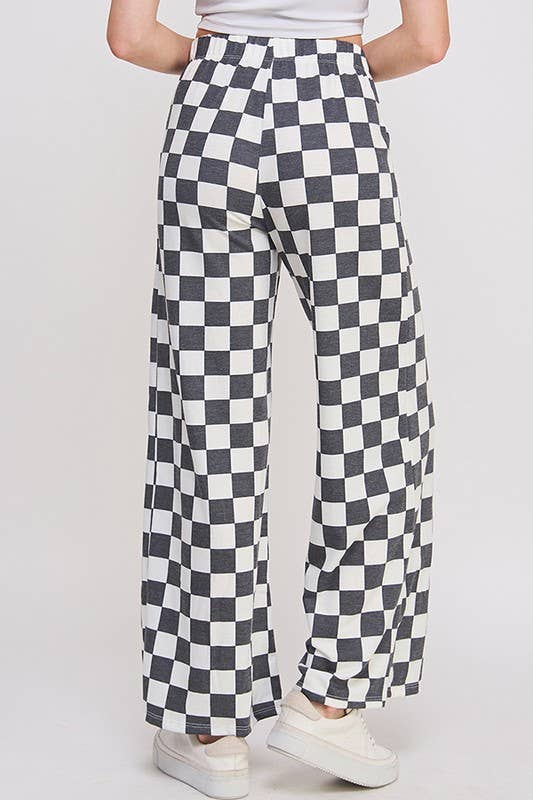 JADE BY JANE - Wholesale Pants - Women's - HIGH WAIST CHECKERED STRAIGHT LEG KNIT PANTS3