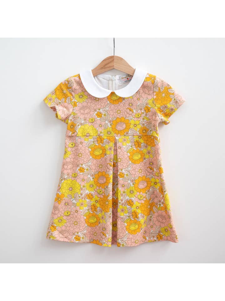 Strawberry Jam Kids - Wholesale Dress - Baby - Vintage Marigold Floral Peter Pan Collar Dress Baby Toddler