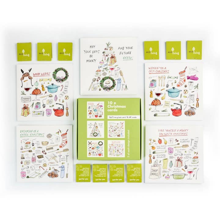 ecoLiving - Wholesale Christmas Card - 10 Recycled Christmas Cards - 10 Trees Planted (FSC )6